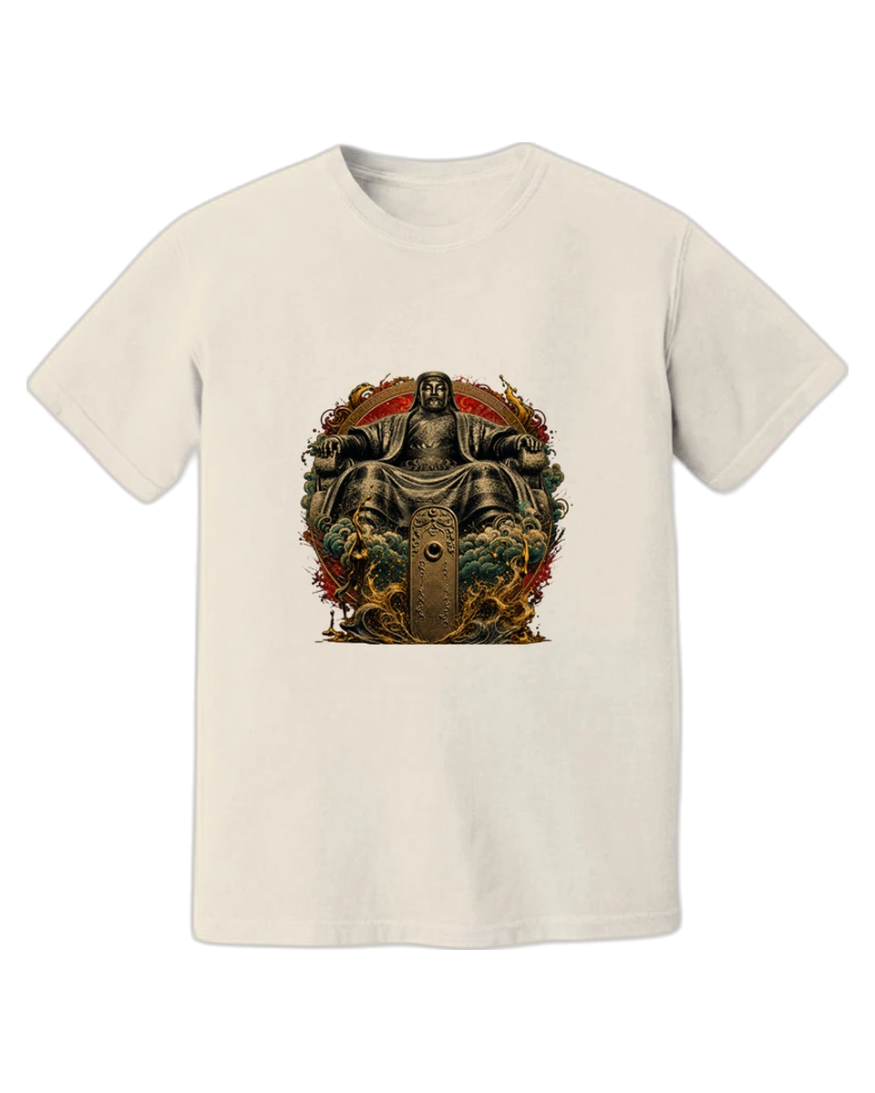 The Khan on the cream tee